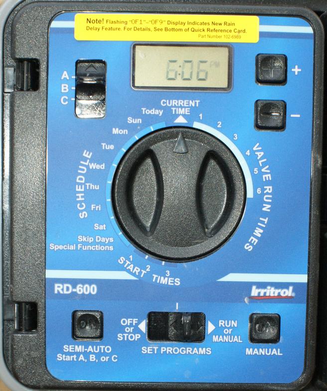 Irritrol Rain Dial RD-600, RD-900, RD-1200 User Manuals and Photo History